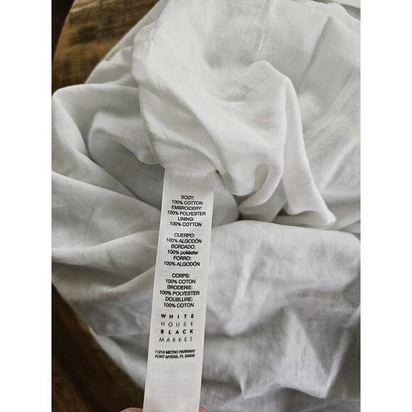 White House Black Market Eyelet Strapless Tiered Dress Admiral Size 0 Navy - Picture 9 of 12